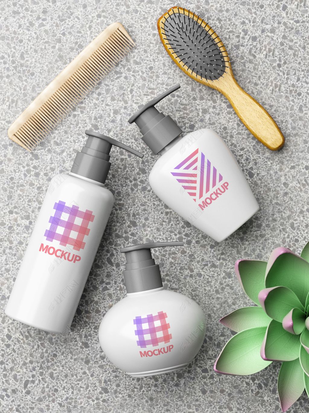 原创美容美发用品理发品牌logo场景VI样机-版权可商用